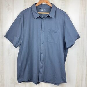 NWT Men’s VRST Refined Knit Short Sleeve Button Up Shirt Graphic Charcoal SZ XXL